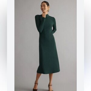 Tuckernuck Hyacinth House Conrad Midi Long Sleeve Sweater Dress in Cypress Green